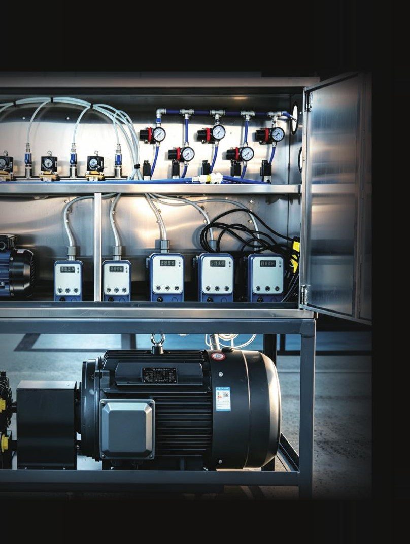 Stainless steel chemical proportioning cabinet